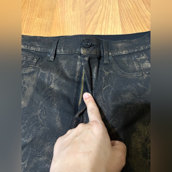 7 For All Mankind Snake Gold Design Black Ankle Pants Size 31 - Picture 3 of 10